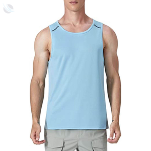 Camiseta Deportiva sin Mangas para Hombre, Cuello Redondo, Blanca, de Poliéster que Absorbe la Humedad, para Todas las Temporadas, Color Sólido - Product Image 2
