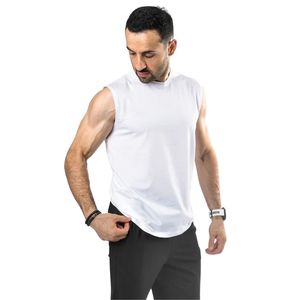 Débardeur blanc uni sans manches à col ras du cou pour homme, idéal pour le sport et la gym - Product Image 4