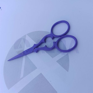 Ciseaux à broder en acier inoxydable, revêtement violet, style victorien, lames pointues, poignées décoratives à double anneau, DIY OEM - Product Image 2
