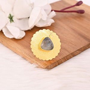 Anillo Ajustable de Topacio Azul, Joyería de Piedras Preciosas Hecha a Mano para Mujer - Product Image 2