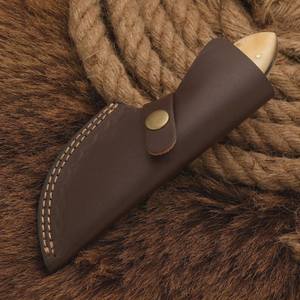 Couteau de chasse d'extérieur Pasha Enterprises en acier Damas de qualité industrielle, lame fixe, manche en os, EDC, Full Tang, Drop Point, garantie 3 ans - Product Image 3