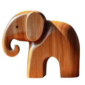 รูปปั้นช้างทำด้วยมือทำจากไม้รูปปั้นสัตว์ตกแต่งแบบชนบทรูปปั้นช้างไม้เครื่องประดับโต๊ะในบ้าน - Product Image 1