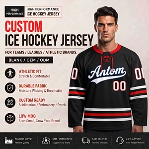 Camiseta de Hockey sobre Hielo Personalizada para Hombre, Manga Larga, Sublimada, Malla Transpirable, Ajuste Atlético, Absorbe la Humedad, Negra con Rayas Blancas - Product Image 4