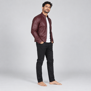 Fashion <b>men</b> <b>leather</b> <b>jacket</b> combining durable quality smooth texture comfortable lining and versatile style for daily outfits - Product Image 3