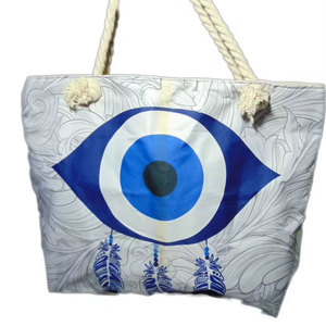 Sac fourre-tout en toile pour femme, motif œil porte-bonheur, de haute qualité, durable et élégant, idéal pour la plage, motif tendance, usage quotidien - Product Image 1