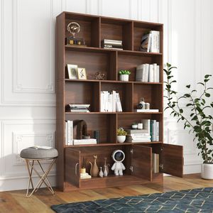 Libreria Moderna a Cubi da 180 cm con 4 Ripiani Aperti, 10 Cubi e 3 Ante - Scaffale Alto per Organizzazione e Archiviazione - Product Image 2