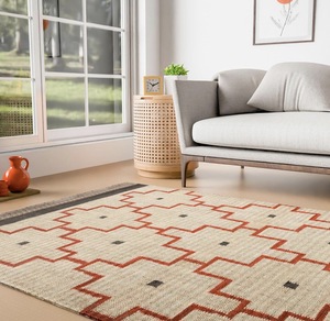 Geometric Pattern Jute <b>Rug</b> with Tassel Fringe – Eco-Friendly <b>Boho</b> Cotton Blend Carpet for Living Room & Home Decor - Product Image 3