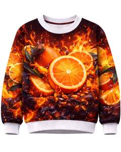 Sudadera Personalizada con Estampado 3D de Cítricos Rojos Flameantes, Cuello Redondo, Estilo Casual para Hombre, Sublimación Personalizada, Ropa Urbana - Product Image 1