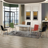Ensembles de salle à manger contemporains en verre et métal de haute qualité, couleurs personnalisées pour l'ameublement de la maison, villa, hôtel, école