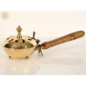 Quemador de incienso de latón de 3 pulgadas hecho a mano Artículo de regalo y difusor de aromaterapia Hecho EN LA India - Product Image 2