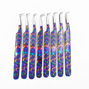 Pince à épiler RMI Regular 90 degrés, pointe recouverte de papier, préhension simple, précision 10 mm, pour extensions de cils, en acier inoxydable japonais, dentelée - Product Image 1