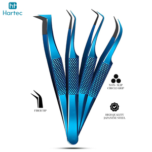 Wholesale Rate Custom Blue Finish Ultra-Fine Tips Diamond-Textured Handle Premium Quality Eyelash Extension and Volume Tweezers - Product Image 4