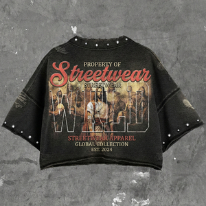 T-shirt surdimensionné en tissu éponge de coton délavé à l'acide, style streetwear avec strass, pour homme, écologique et personnalisé - Product Image 3