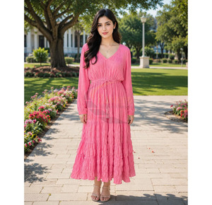 Nuevo Vestido Boho de Moda, Elegante Vestido de Playa para Mujer, Cuello en V, Estampado Informal, Maxi Bohemio - Product Image 3