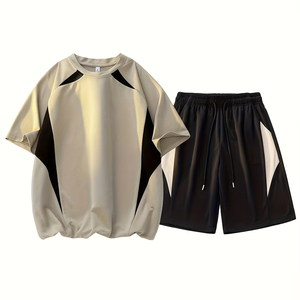 Conjunto de Camiseta y Pantalones Cortos de Verano para Hombre con Logotipo Personalizado OEM, Ropa Deportiva Informal de Algodón Ligero, Conjunto de 2 Piezas, Estilo Urbano, Fitness, Gimnasio - Product Image 1