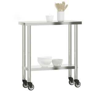Tavolo da lavoro cucina commerciale con ruote 32.5 "x 11.8" x 33.5 "acciaio inox cucina commerciale acciaio - Product Image 4