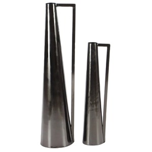 Juego de 2 Jarrones Modernos de Metal con Asa, Forma de Cono, Cromados, Hechos a Mano, Ecológicos y de Alta Calidad - Product Image 4