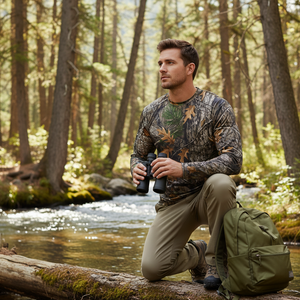 เสื้อเชิ้ตตกปลาลายดอกไม้สำหรับฤดูร้อน มีกระเป๋าหลายช่อง ระบายอากาศได้ดี กันลม กันแดด เสื้อฮู้ดสำหรับล่าสัตว์ ผลิตจากโพลีเอสเตอร์ 100% - Product Image 3