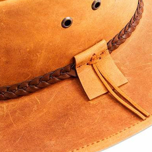 Sombrero de Vaquero de Cuero Unisex, Ala Ancha, Casual, para Primavera/Verano, Adulto, 58-60CM - Product Image 6