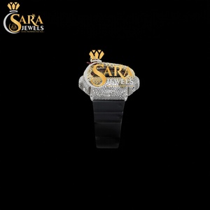 Luxury for Customized VVS Moissanite Diamond Watch Black Rubber Strap Quartz Glass Stylish Fashion Limited Edition Hip Hop - Product Image 4