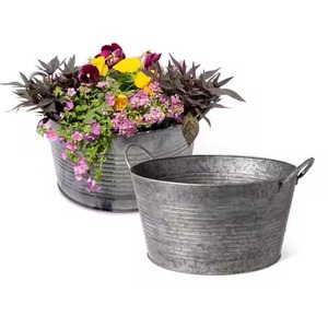 Luxury Galvanized Planter Outdoor Indoor Flower Pot Decorative Metal Plant Container Garden Balcony Decor - Product Image 2