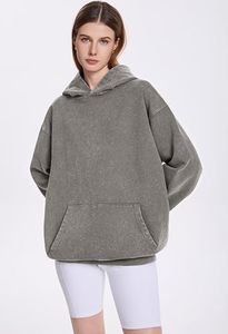 เสื้อฮู้ดโอเวอร์ไซส์ ยูนิเซ็กซ์ ผ้าฝ้าย 100% เฟรนช์เทอร์รี่ สีเทาล้วน ระบายอากาศได้ดี มีกระเป๋า ดีไซน์สำหรับฤดูใบไม้ร่วง สวมใส่สบายๆ - Product Image 3