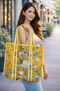 Bolso Tote Acolchado de Algodón con Estampado Floral para Mujer, con Logotipo Personalizado, Cierre Abierto, Lavable, para Verano, Invierno y Primavera, Venta al Por Mayor - Product Image 2