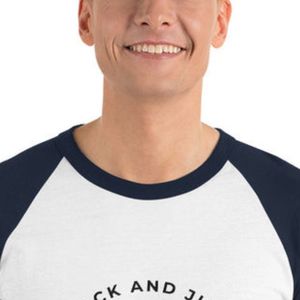 T-shirt Raglan à Manches 3/4 Blanc et Bleu Marine en Coton Doux, Style Baseball Contrastant, Décontracté pour Tous les Jours, Idéal pour les Papas - Product Image 2