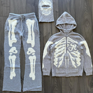 Ensemble survêtement unisexe surdimensionné avec logo personnalisé, sweat-shirt et pantalon de survêtement streetwear - Product Image 2