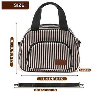 Black White Striped Insulated <b>Lunch</b> <b>Bag</b> for Women Big Portable Leak-proof Cooler Adults Hot Portable Letter Pattern <b>Lunch</b> <b>Box</b> - Product Image 2