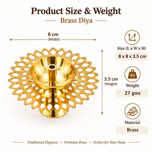 Lámpara de aceite de latón al por mayor con diseño redondo recortado, soporte Diya, lámpara tradicional india para Pooja, accesorios para templo, decoración Diwali, Diya - Product Image 5