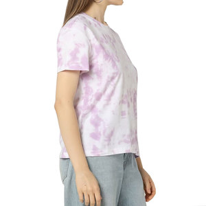 เสื้อยืดลำลองผู้หญิงทรงปกติ ล้างสีแบบแอซิด ระบายอากาศ แห้งเร็ว เป็นมิตรกับสิ่งแวดล้อม ผ้าฝ้าย 100% ย้อมสีพื้น ผลิตตามสั่ง ดีไซน์ทันสมัย - Product Image 2