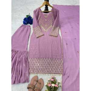 Conjunto de ropa de fiesta de diseñador para mujer con hermosa parte superior e inferior de Dupatta - Product Image 4