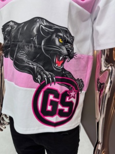 Short Sleeve Panther Graphic Printed Lapel Collar Casual Loose Fit Cotton Blend <b>Polo</b> <b>Shirt</b> With Number Back Embroider Patch - Product Image 4