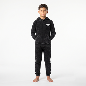 Conjunto Deportivo de Algodón con Lavado Ácido para Niños, con Logotipo Personalizado, Sudadera con Capucha y Pantalones Jogger de Corte Regular, Parche Bordado, Ropa Casual Urbana - Product Image 3