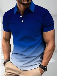 Chemise pour homme à manches courtes, imprimé tendance, jersey à séchage rapide, col contrastant, style décontracté estival, streetwear, hauts de mode - Product Image 6