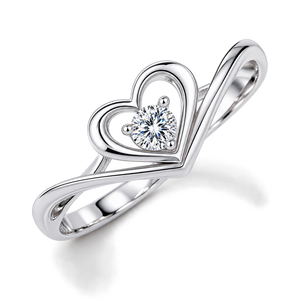 Round Cut Diamond Twist <b>Band</b> Solitaire Wedding <b>Ring</b> Heart Shape Moissanite 925 Sterling <b>Silver</b> Valentine Day <b>Ring</b> - Product Image 4