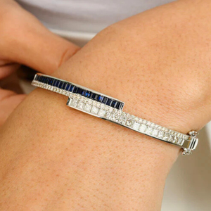 18k Yellow Gold Rhodium Plated Emerald Charm <b>Bangle</b> <b>Bracelet</b> - Product Image 1
