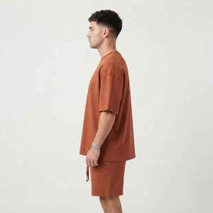 Casual Oversized Shirts <b>Sets</b> Cotton Polyester OEM Custom Men's Cotton Short <b>Set</b> Breathable Gym <b>Twin</b> <b>Set</b> with T Shirt Quality - Product Image 3