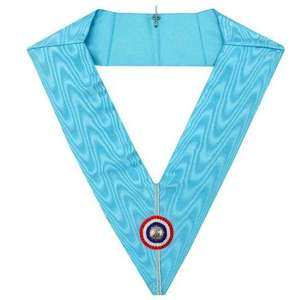 Light Blue <b>Graduation</b> <b>Sash</b> With Embroidered Circular Emblem Polyester Material Handmade Decoration Accessory - Product Image 1