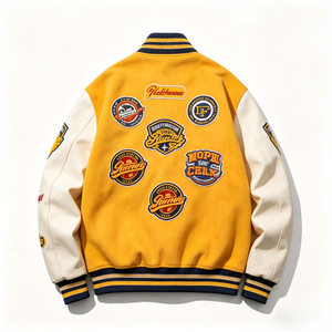 2026 Retro Stand Collar Varsity <b>Jacket</b> Chenille Embroidered Patch <b>Baseball</b> Bomber Winter Streetwear Custom Outerwear <b>for</b> <b>Men</b> - Product Image 2