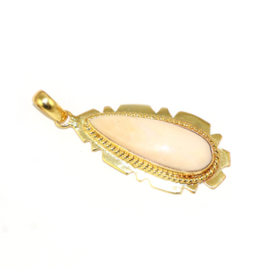 Unique Design Natural Pink Opal Gemstone Pear Shape 24K Plated Pendant Brass Metal Fashionable Jewelry <b>for</b> <b>Girls</b> Wholesale Bulk - Product Image 3