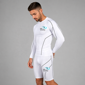 men's pickleball sweatshirt and shorts compression <b>set</b> sun upf protection four way stretch quick dry breathable custom courtwear - Product Image 1