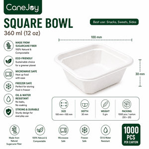 Canejoy Bagasse Square Desert Bowl Eco-Friendly Compostable Disposable Microwave Safe <b>Freezer</b> Safe Heavy Duty 125ml - Product Image 2