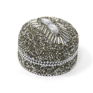 Handmade Lac Glitter Beaded Metal Round <b>Trinket</b> <b>Box</b> Small Jewelry Organizer Gift <b>Box</b> for Loved Ones Wedding Favor Set of 3 - Product Image 2