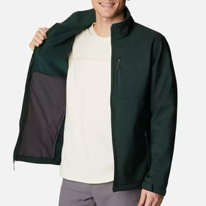 Nouvelle veste softshell décontractée matelassée à capuche pour homme, design tendance, en toile respirante, noire, avec logo frontal, pour l'hiver - Product Image 3