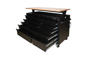 Wholesale 10 Drawer Rolling <b>Tool</b> Cabinet Matte Black Powder Coated Steel Garage Workshop <b>Tool</b> <b>Storage</b> with Wooden Top - Product Image 4