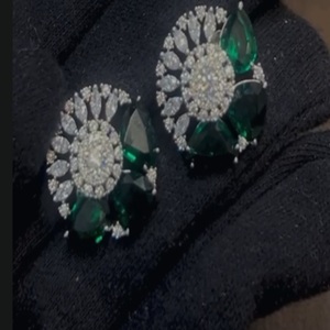 Classy Premium Quality 92.5 Pure Hallmark <b>Silver</b> A+++ CZ Zirconia Doublet <b>Silver</b> Hallmark Big Tops For Women Wear Collection - Product Image 2