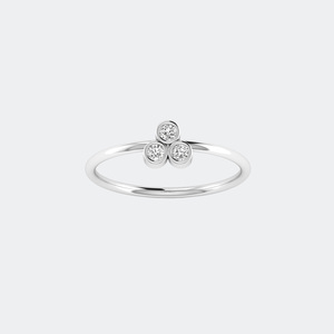 0.20CTW Round Bezel Three-<b>Stone</b> Setting Minimalist Ring - Product Image 6