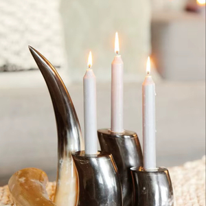 Decoración para Fiestas, Portavelas de Cuerno de Búfalo 100% Natural, Hecho a Mano, Portavelas de Cuerno Natural de Alta Calidad, Estilo Animal, Artículo Coleccionable - Product Image 1